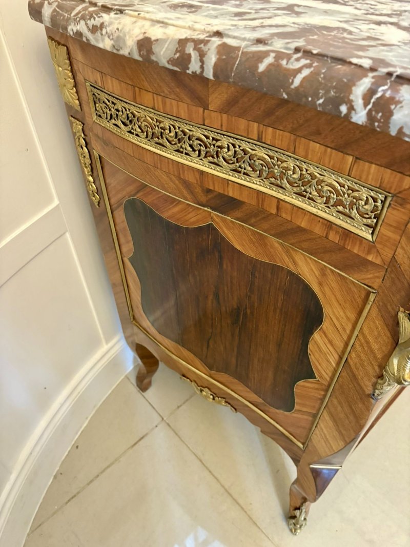 Outstanding Quality Antique Victorian French Marble Top Commode Chest of Drawers - Image 10